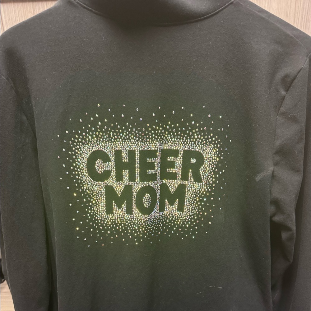 Custom “Cheer mom” Black zip AB Crystals